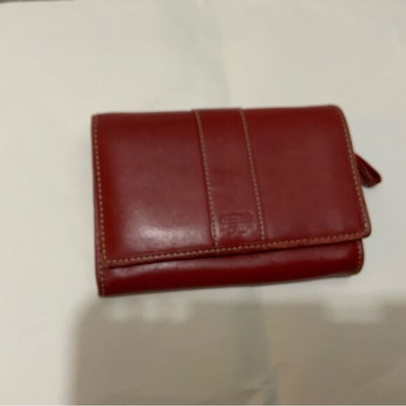 COACH Hampton Red Leather Bifold Wallet - Picture 1 of 12